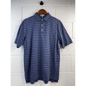 Peter Millar Men's  Summer Comfort Golf Polo Shirt Blue Stripe Size L